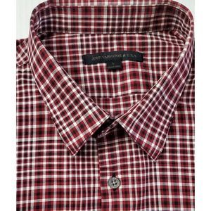 John Varvatos Men's Red/Black Plaid Long Sleeve Button Down Shirt Size‎ Large